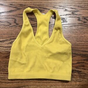 Free People Yellow Ribbed Tank Top